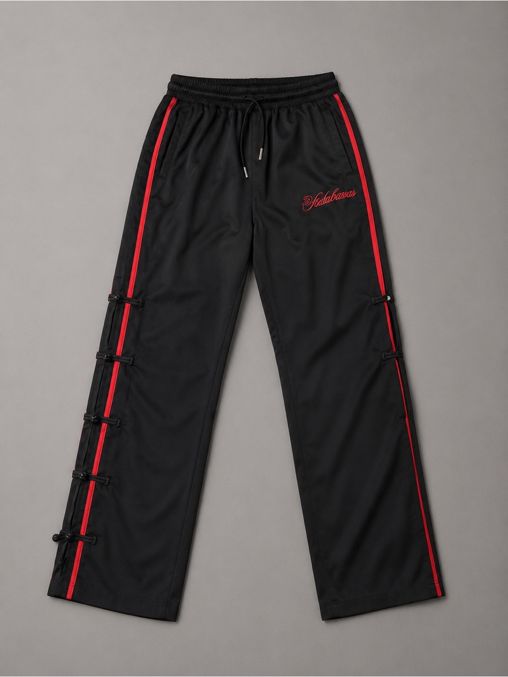 Men's Black Joggers with Red Side Stripes
